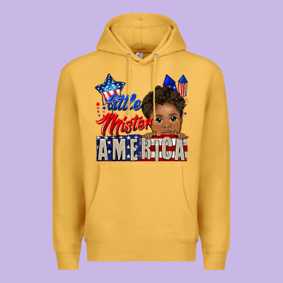 Little Mister America Black Boy Premium Hoodie Designed By Cowgirlartshop