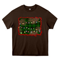 Chocolate Brown christmas green plaid background Heavy Core Tee - BarkalooDesign