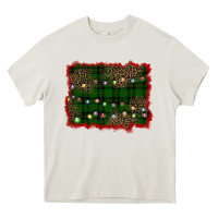Cream christmas green plaid background Heavy Core Tee - BarkalooDesign