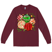 Burgundy merry christmas tree ball Long Sleeve Tee - MaliasSmallBusiness