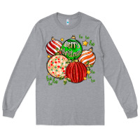 Heather Grey merry christmas tree ball Long Sleeve Tee - MaliasSmallBusiness