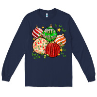 Navy merry christmas tree ball Long Sleeve Tee - MaliasSmallBusiness