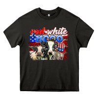 Asphalt red white moo Heavy Core Tee - AdoDesignShop