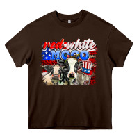 Chocolate Brown red white moo Heavy Core Tee - AdoDesignShop