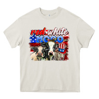 Cream red white moo Heavy Core Tee - AdoDesignShop