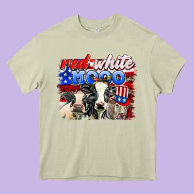 Red White Moo Heavy Core Tee Designed By Adodesignshop