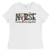 White nurse caring strong essential Ladies Tee - CowhideDigitalArt