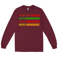 Burgundy holiday spirit hohoho bright merry Long Sleeve Tee - MaliasSmallBusiness