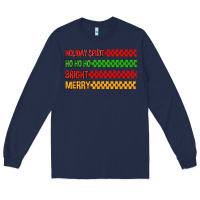 Navy holiday spirit hohoho bright merry Long Sleeve Tee - MaliasSmallBusiness