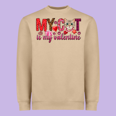 My Cat Is My Valentine Heavyweight Sweatshirt Designed By Nancycooperartshop