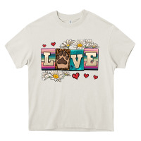 Cream love dog Heavy Core Tee - AdoDesignShop