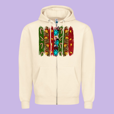 Christmas Brushstrokes Zipper Hoodie Designed By Ranaportraitstore
