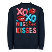 Navy xo xo hugs and kisses Heavyweight Sweatshirt - NancyCooperArtShop