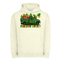Pigment Pistachio feeling lucky with gnomes on truck Urban Hoodie - FaDigitalArtStudio