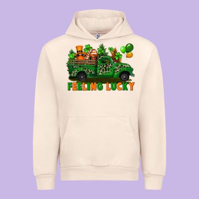 Feeling Lucky With Gnomes On Truck Urban Hoodie Designed By Fadigitalartstudio