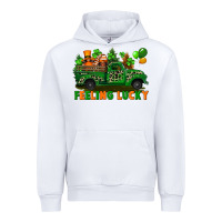 White feeling lucky with gnomes on truck Urban Hoodie - FaDigitalArtStudio