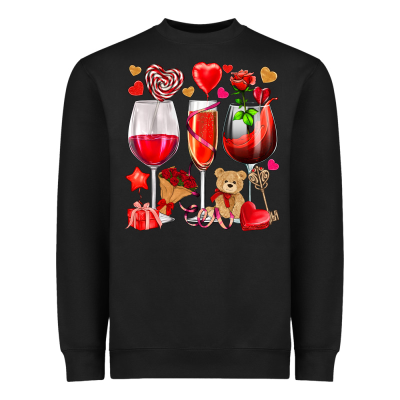 Valentines Day Wine Glasses Heavyweight Sweatshirt by NancyCooperArtShop | Teevron