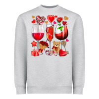 Heather Grey valentines day wine glasses Heavyweight Sweatshirt - NancyCooperArtShop