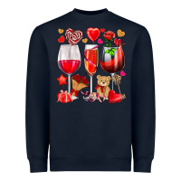 Navy valentines day wine glasses Heavyweight Sweatshirt - NancyCooperArtShop