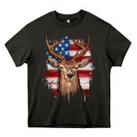 Asphalt deer american flag Heavy Core Tee - JahusDesignShop