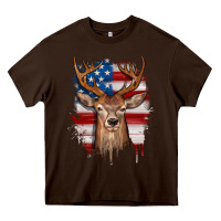 Chocolate Brown deer american flag Heavy Core Tee - JahusDesignShop
