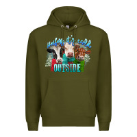Army Green heifers its cold outside Premium Hoodie - CowGirlArtShop