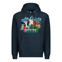 Navy heifers its cold outside Premium Hoodie - CowGirlArtShop