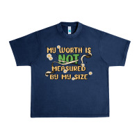 Navy my worth is not defined by my size Urban Heavy Tee - MaliasSmallBusiness