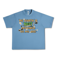 Pebble Blue my worth is not defined by my size Urban Heavy Tee - MaliasSmallBusiness