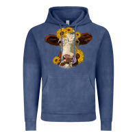Vintage Denim hereford cattle sunflowers heifer Vintage Hoodie - Jasminsmagicworld