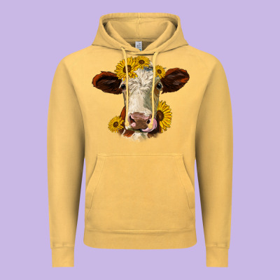 Hereford Cattle Sunflowers Heifer Vintage Hoodie Designed By Jasminsmagicworld