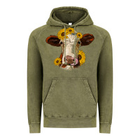 Vintage Olive hereford cattle sunflowers heifer Vintage Hoodie - Jasminsmagicworld