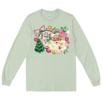 Matcha pink santa and disco ball with christmas tree Long Sleeve Tee - MaliasSmallBusiness