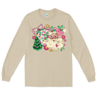 Mushroom pink santa and disco ball with christmas tree Long Sleeve Tee - MaliasSmallBusiness