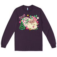 Plum pink santa and disco ball with christmas tree Long Sleeve Tee - MaliasSmallBusiness