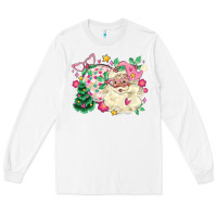 White pink santa and disco ball with christmas tree Long Sleeve Tee - MaliasSmallBusiness