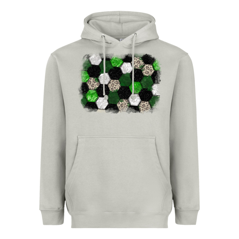 Soccer Leopard Glitter Background Heavyweight Hoodie by HowdyJamesFarm | Teevron