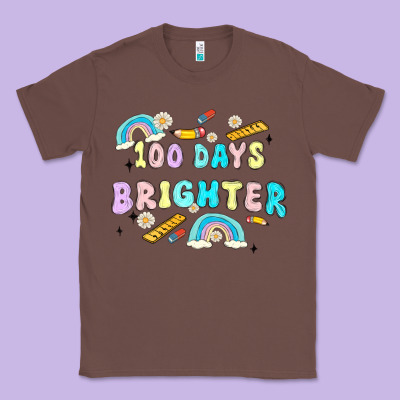 100 Days Brighter Classic Tee Designed By Maliassmallbusiness