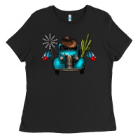 Black texas truck Ladies Tee - CowhideDigitalArt