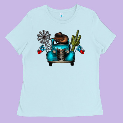 Texas Truck Ladies Tee Designed By Cowhidedigitalart
