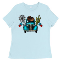 Baby Blue texas truck Ladies Tee - CowhideDigitalArt