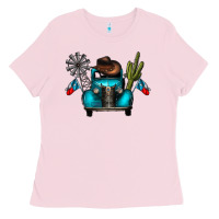 Bubblegum Pink texas truck Ladies Tee - CowhideDigitalArt