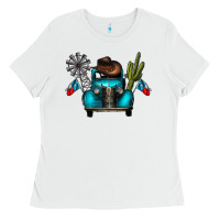 White texas truck Ladies Tee - CowhideDigitalArt