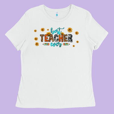 Best Teacher Ever 16oz Libbey Glass Ladies Tee Designed By Hra Design Shop