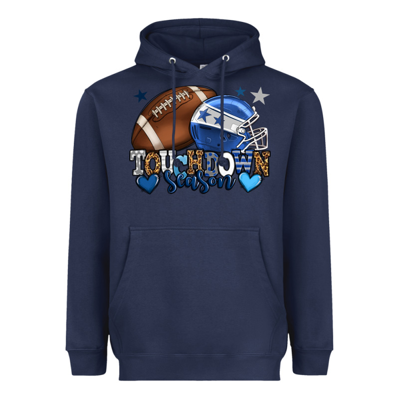 Touchdown Season American Football Blue Team Color Heavyweight Hoodie by HowdyJamesFarm | Teevron