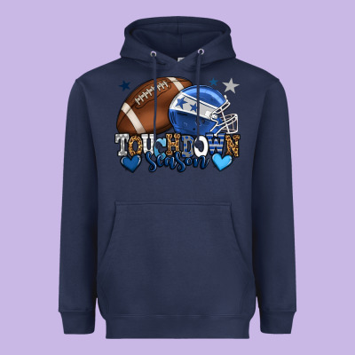 Touchdown Season American Football Blue Team Color Heavyweight Hoodie Designed By Howdyjamesfarm