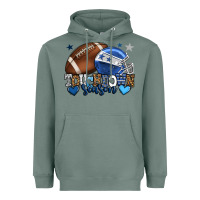 Sage Touchdown season American Football blue team color Heavyweight Hoodie - HowdyJamesFarm