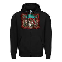 Black merry christmas bull skull Zipper Hoodie - RanaPortraitStore
