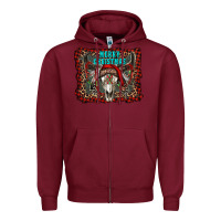 Burgundy merry christmas bull skull Zipper Hoodie - RanaPortraitStore