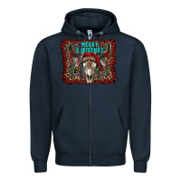 Navy merry christmas bull skull Zipper Hoodie - RanaPortraitStore